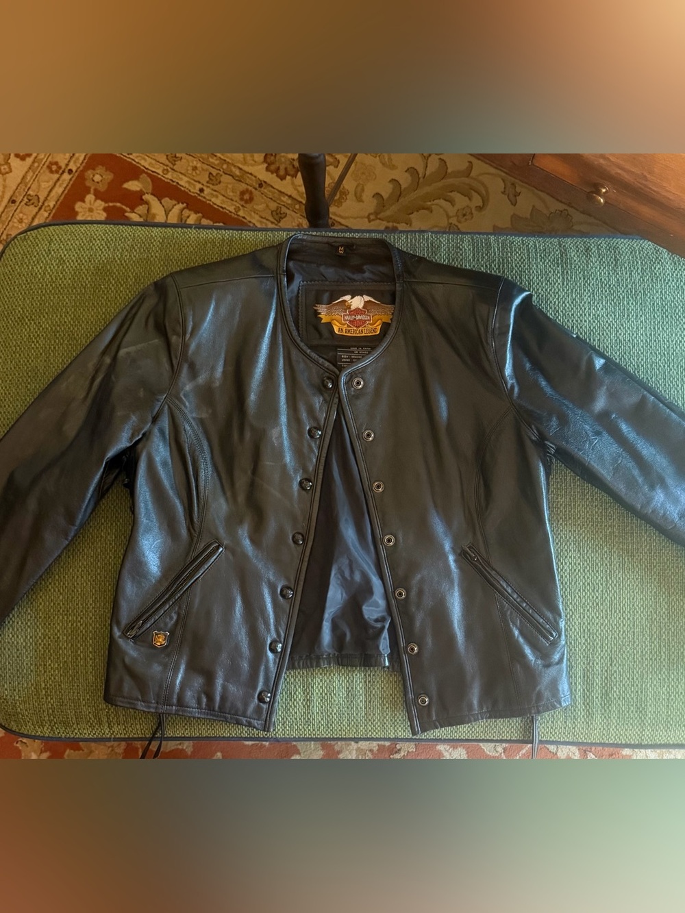 Women’s Harley-Davidson Black Leather Snap-Front Motorcycle Jacket